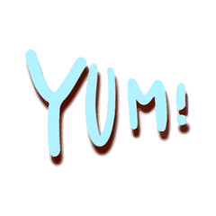 Vector 3d icon with the inscription yum. Blue paper cut style text.