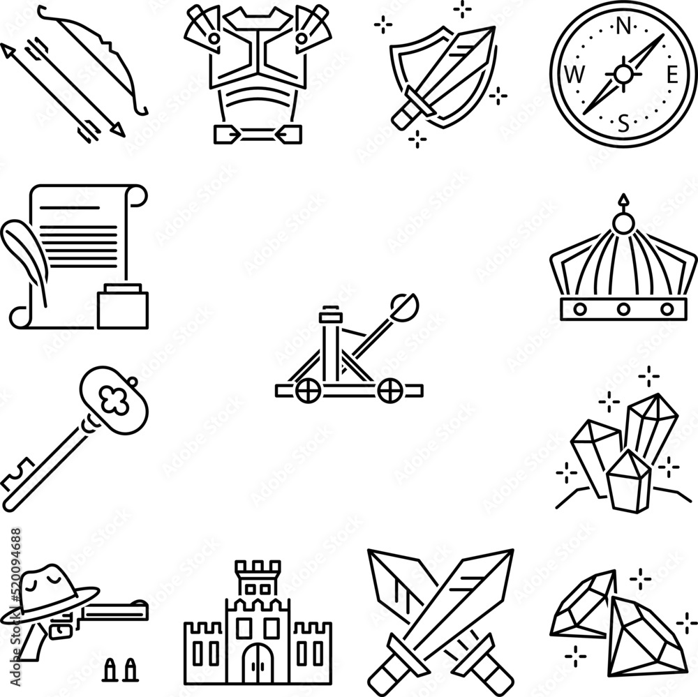 Poster catapult icon in a collection with other items