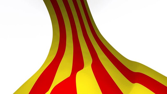 3D Endless waving flag of Catalonia Country concept seamless infinite loop background with alpha mask	