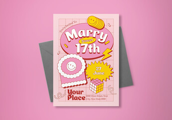 Pink Flat Design Birthday Invitation Layout