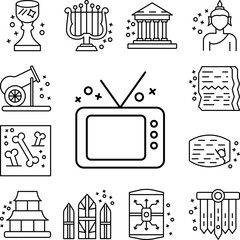 Tv old history cultures icon in a collection with other items