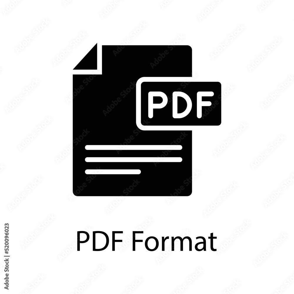 Poster pdf format vector solid icon design illustration on white background. eps 10 file