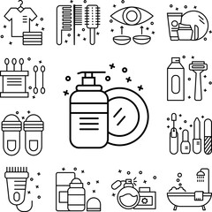 Clean dishes wash liquid soap icon in a collection with other items