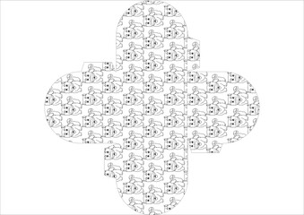 gift box design with adorable cat illustration pattern theme