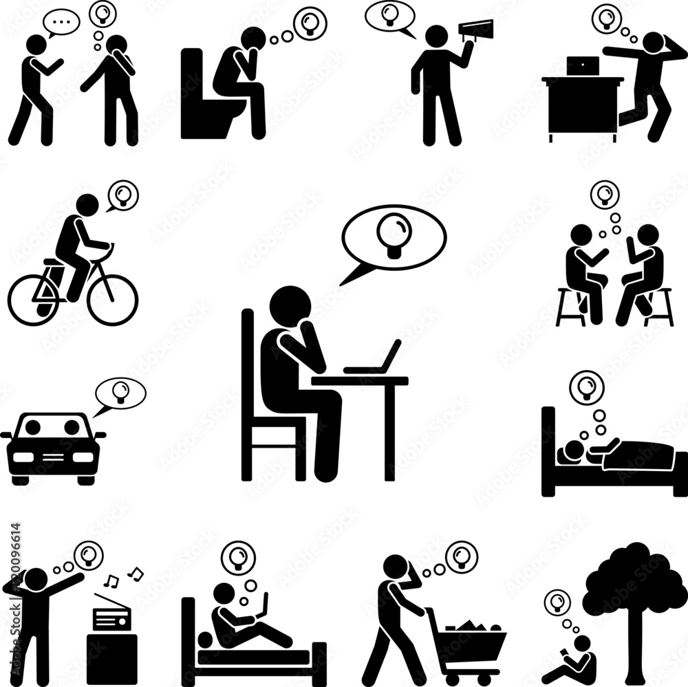 Poster found, idea, man icon in a collection with other items