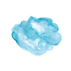 Abstract light blue watercolor brush stroke painting background isolated on white