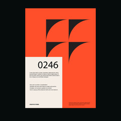 Bauhaus poster template layout with clean typography and minimal vector pattern with abstract geometric shapes. Great for poster art, album cover prints