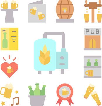 Beer, spike brewing icon in a collection with other items