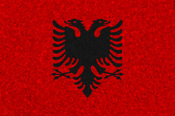 Albania flag on styrofoam texture. national flag painted on the surface of plastic foam