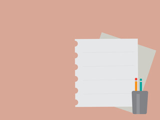 Fototapeta premium sheet of paper and pencil in the desk with copy space vector illustration