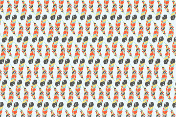 Pattern design with colorful feather theme