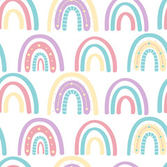 .Abstract rainbow seamless pattern. Childrens pattern in muted pastel colors