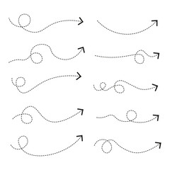Set of dashed line arrows