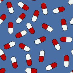 Medicine seamless pills pattern for kids and wrapping paper and clothes and packaging and fabrics