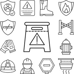 Sign, safety icon in a collection with other items