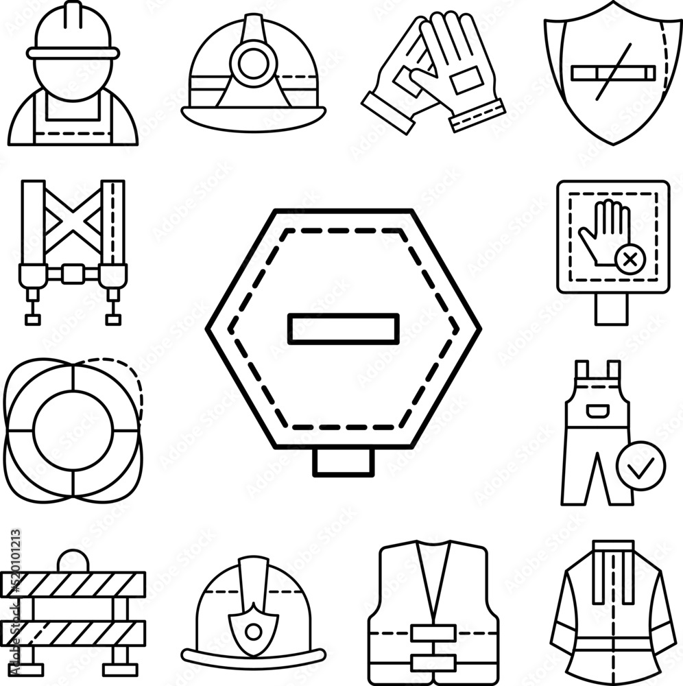 Poster sign, warning icon in a collection with other items