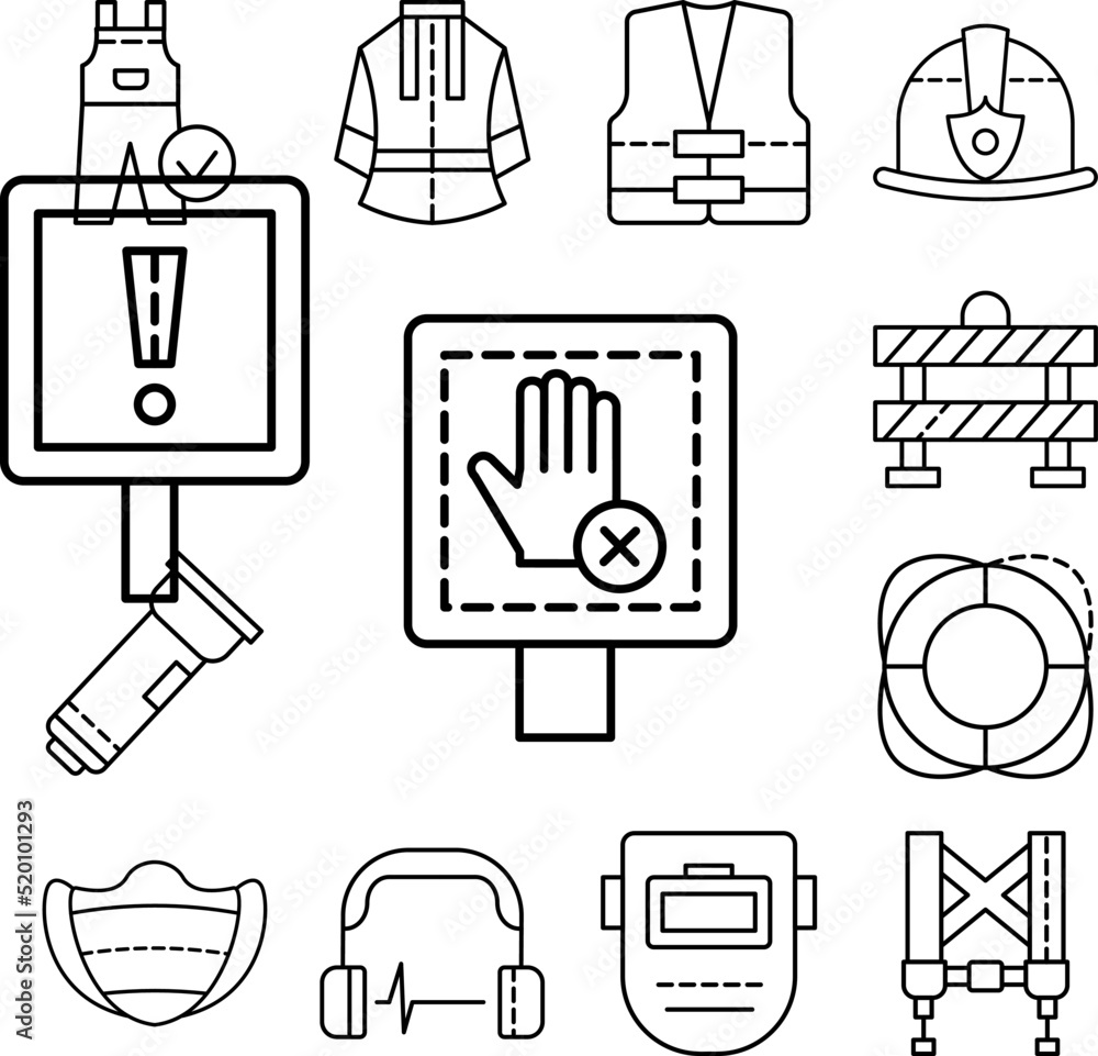 Poster sign, don t touch icon in a collection with other items