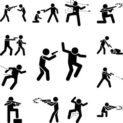 Gun men fear icon in a collection with other items