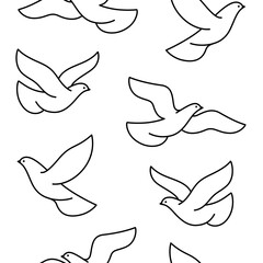 Cartoon pigeon - simple trendy pattern with bird. Contour vector illustration for prints, clothing, packaging and postcards.