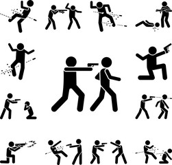 Murder men gun icon in a collection with other items