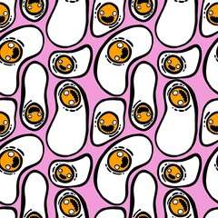 Cartoon kids seamless scrambled eggs pattern for wrapping paper and clothes print and fabrics and accessories