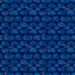 Kids transport seamless paper plain origami pattern for wrapping and clothes print and fabrics and notebooks