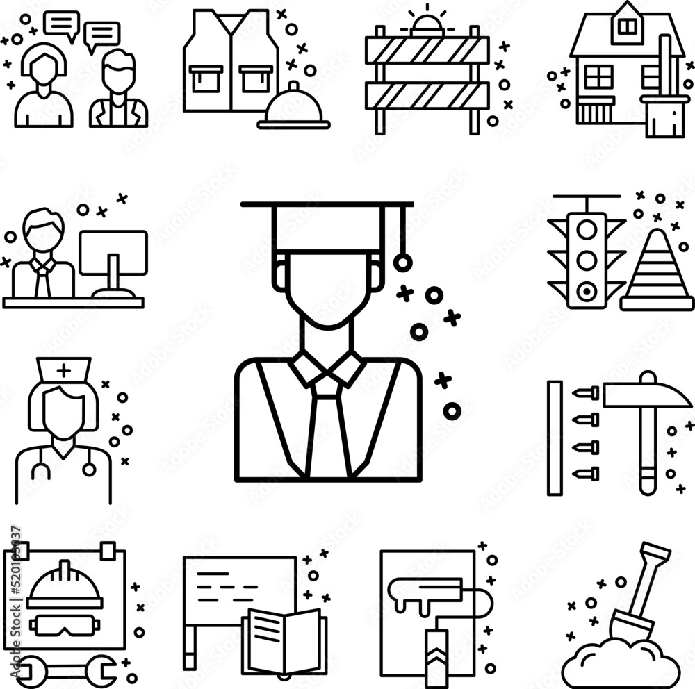 Poster student university man icon in a collection with other items