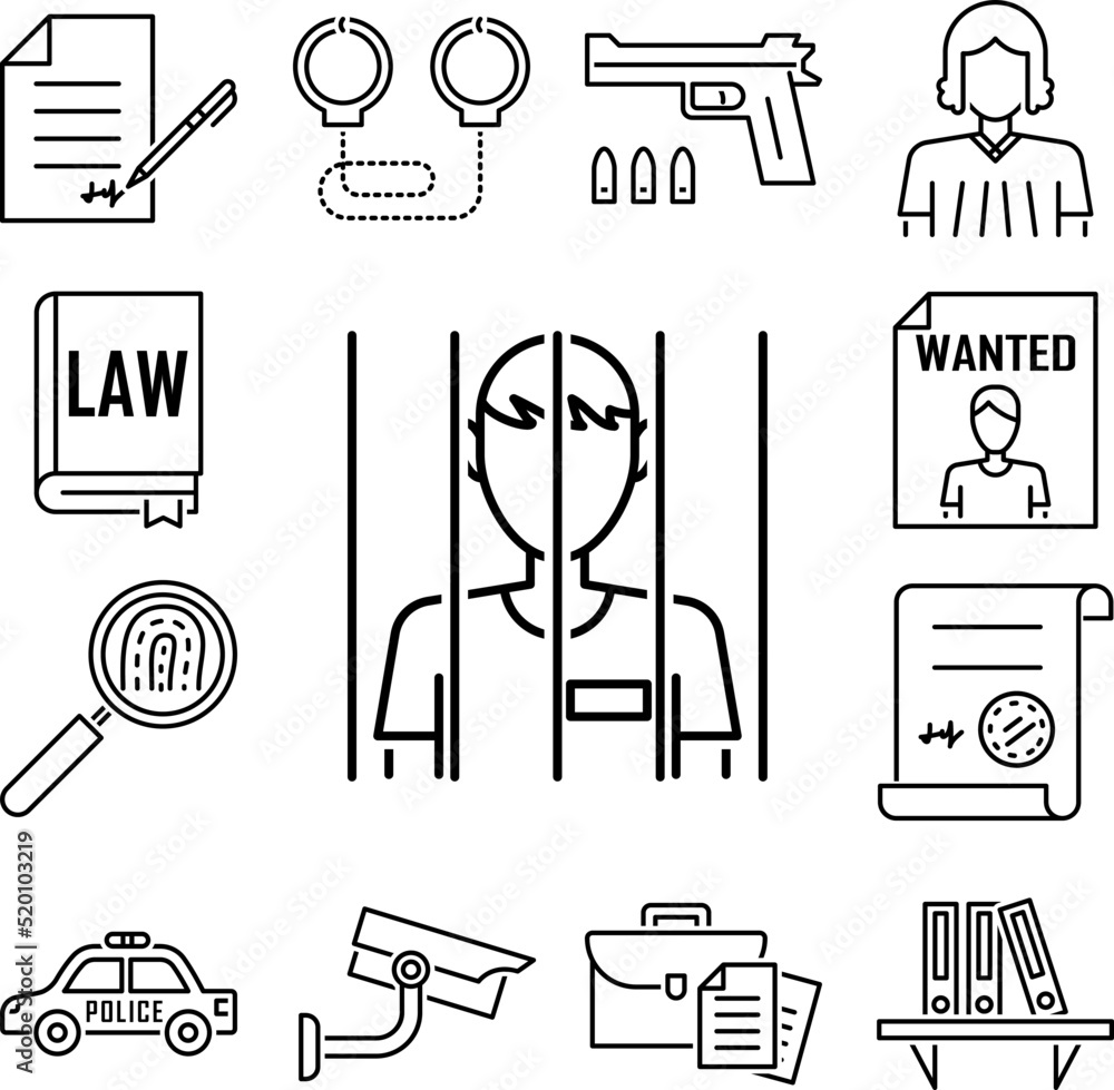 Poster prisoner icon in a collection with other items