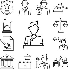 Lawyer icon in a collection with other items