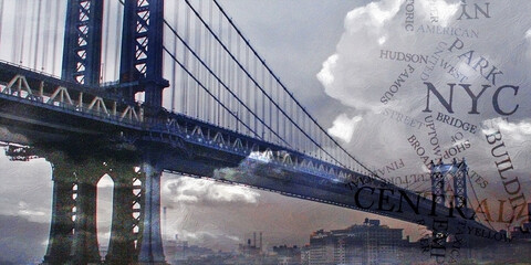 Manhattan Bridge with Clouds