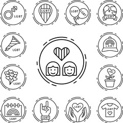 Lesbian, lgbt icon in a collection with other items