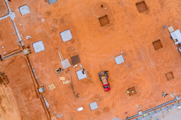 Getting ready for concrete foundation pouring to construction of a new building the during...