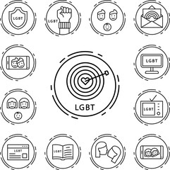 Target, circle, lgbt icon in a collection with other items