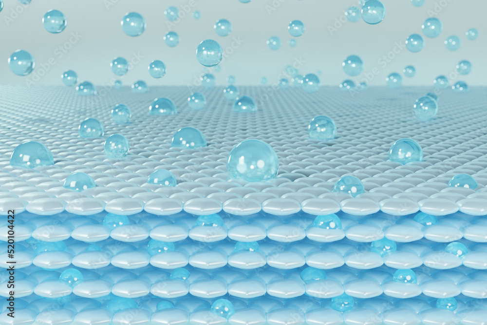 Poster 3d rendering of the skin layer's technological structure. serum into the skin's layers to restore sa
