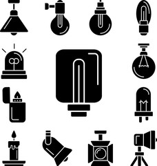 Light, light bulb icon in a collection with other items