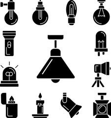 Light, lamp icon in a collection with other items