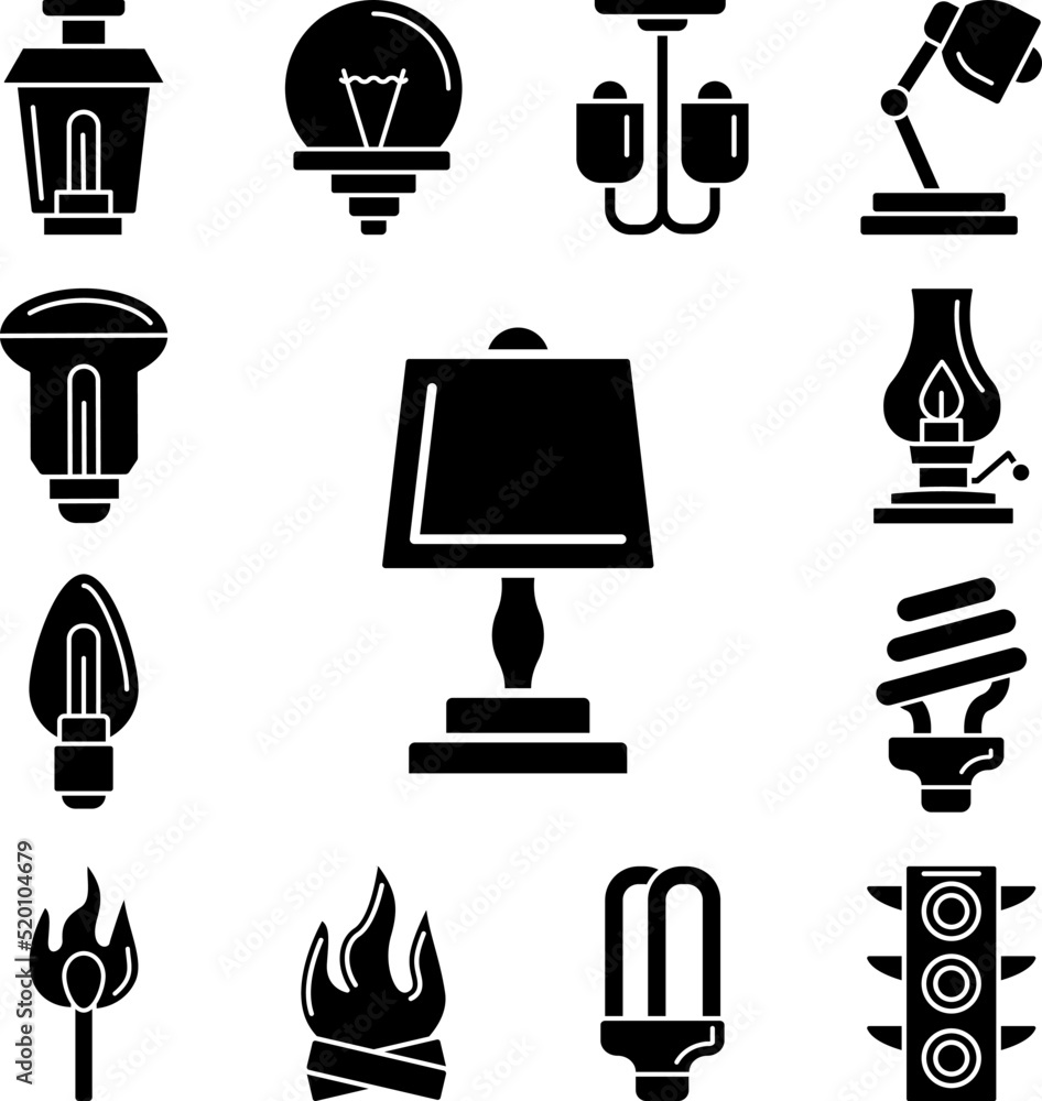 Poster light, desk lamp icon in a collection with other items