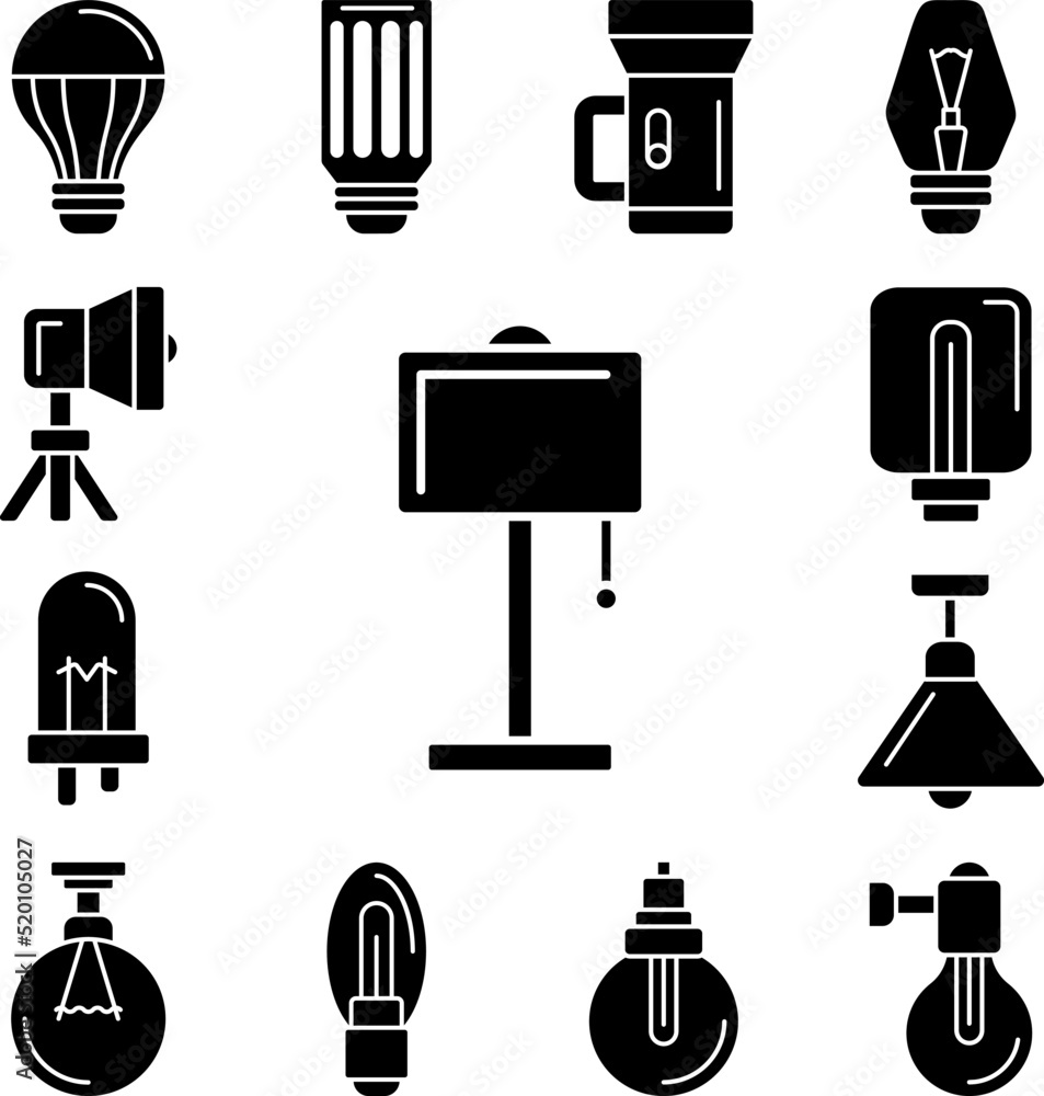 Poster light, desk lamp icon in a collection with other items