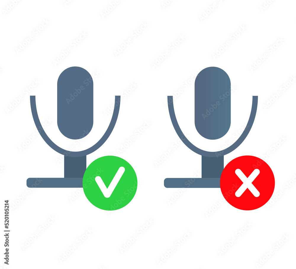 Poster microphone simple icon set. flat podcast radio sign, retro microphone vector isolated button for app