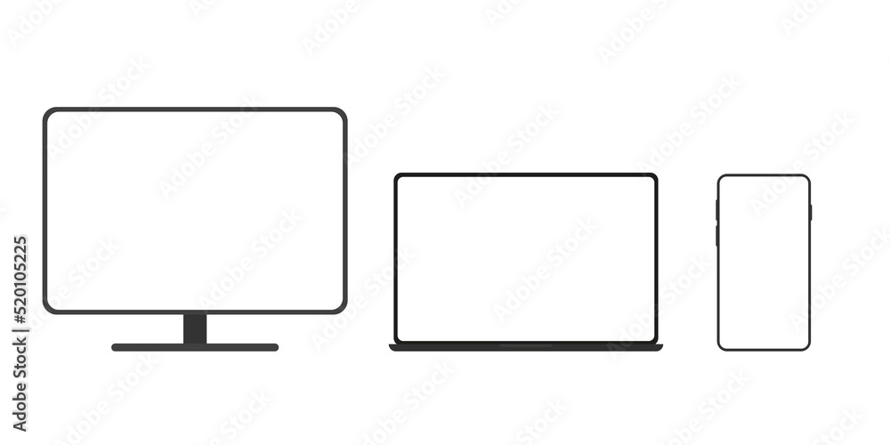 Aufkleber set of computer, laptop, smart phone with empty space. design on a transparent background. vector il