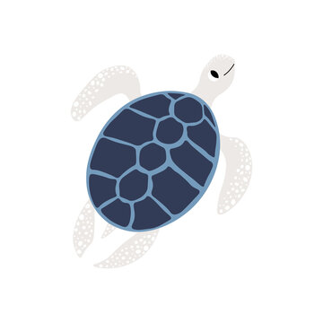Cute vector ocean illustration with turtle.Underwater cartoon creatures.Marine animals.Cute childrens design for fabric, clothing,book, postcard,wrapping paper