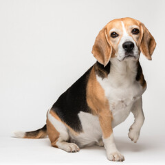 dog, beagle, brown, isolated, active, adorable, animal, attentive, background, beautiful, breed, canine, cute, doggy, domestic, ears, friend, fun, fur, hound, hunter, long, looking, mammal, pedigree, 