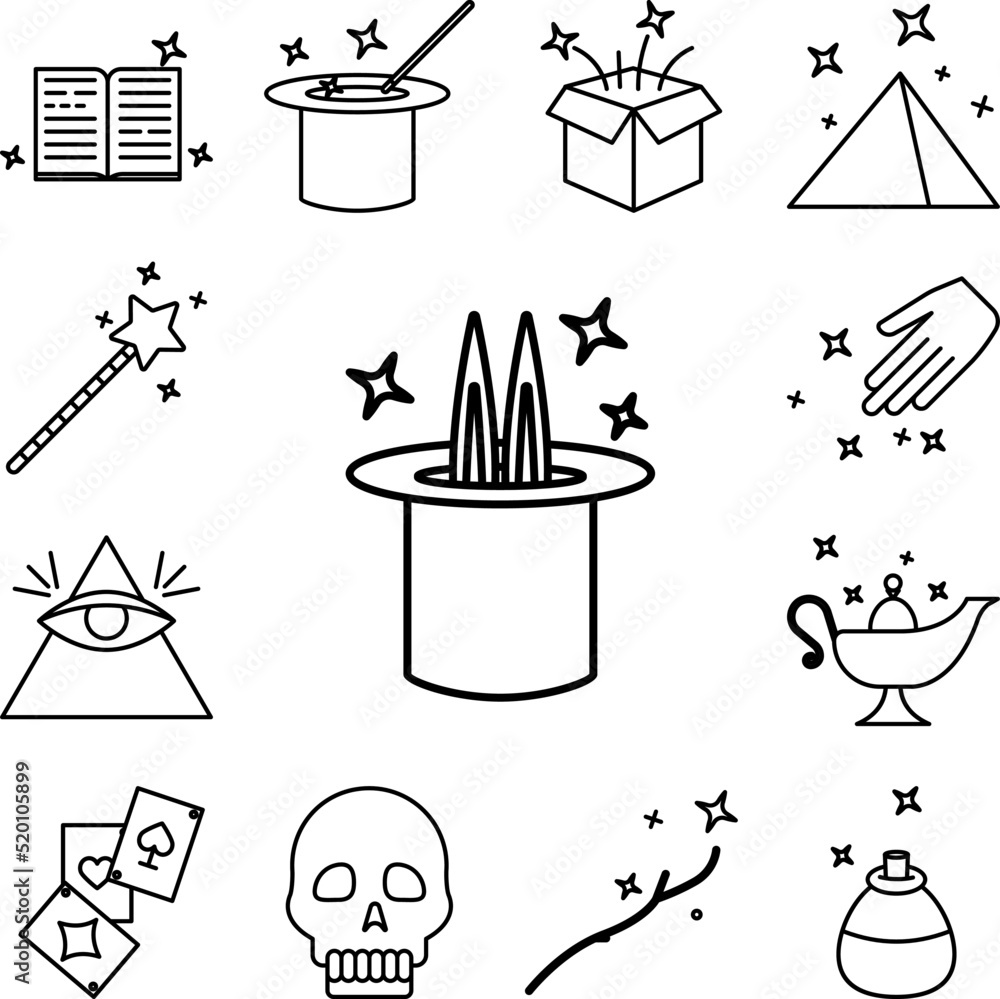 Poster magic, hat, rabbit icon in a collection with other items