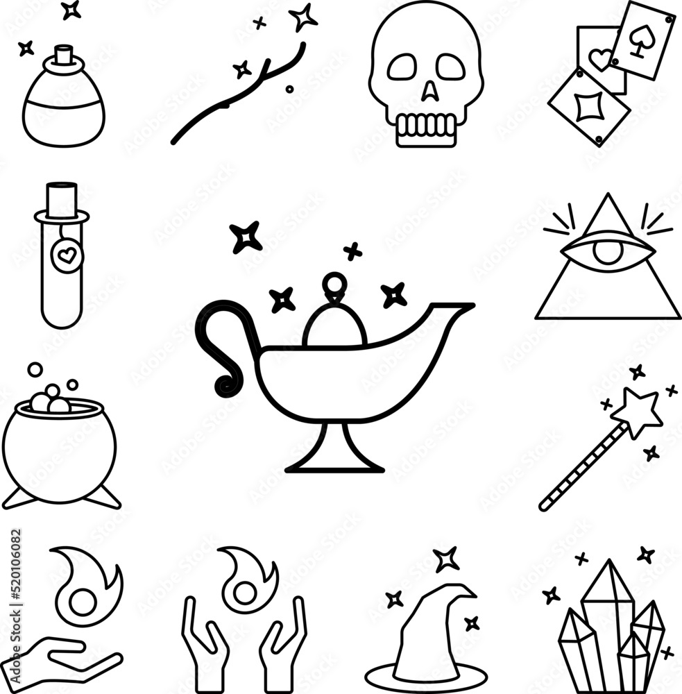 Poster magic lamp icon in a collection with other items