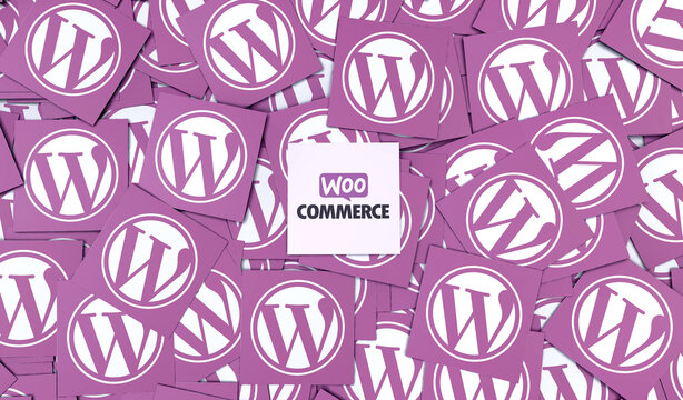 wordpress, woo commerce - social media 3d Logo Visual Scene