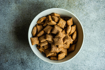 Bowl with traditional cereal breakfast