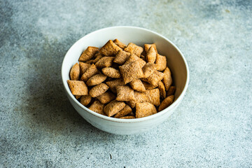 Bowl with traditional cereal breakfast