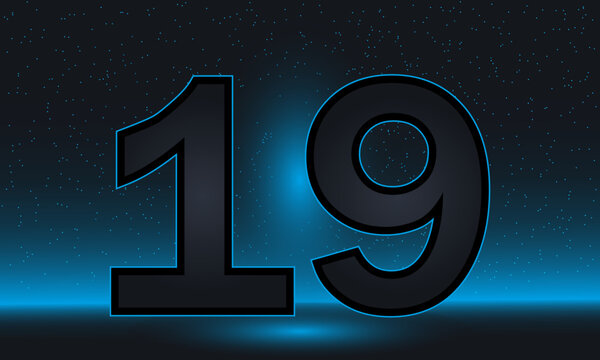 Number 19 vector. Luxury blue number 19 with luxurious modern background. vector design for celebration, invitation card and greeting card