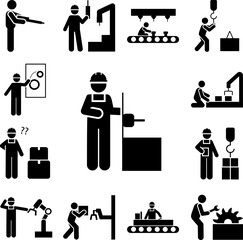 Factory, industry, machinery icon in a collection with other items