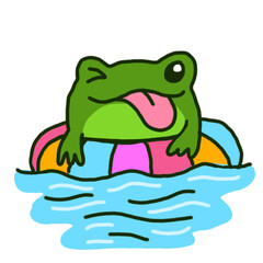Adorable little green frog illustration